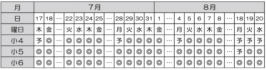 2024夏期_受験科スケジュール